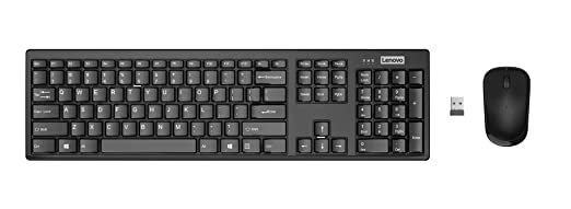 Lenovo 100 Wireless Keboard and Mouse Combo (USB || 1000 DPI || Mouse Optical Sensor, Upto 3M Clicks || Ultra Slim Water Resistant Keyboard || 2.4 GHz Wireless Nano USB || 12 Months Warranty)